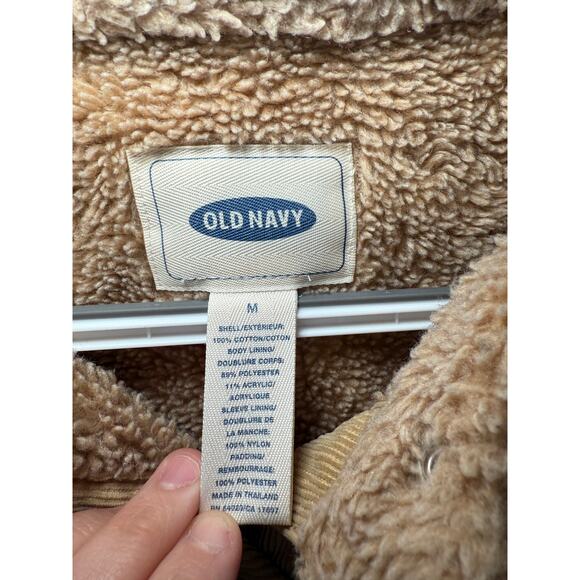 Old Navy vintage corduroy sherpa lined trucker button jacket womens medium y2k - Picture 2 of 8
